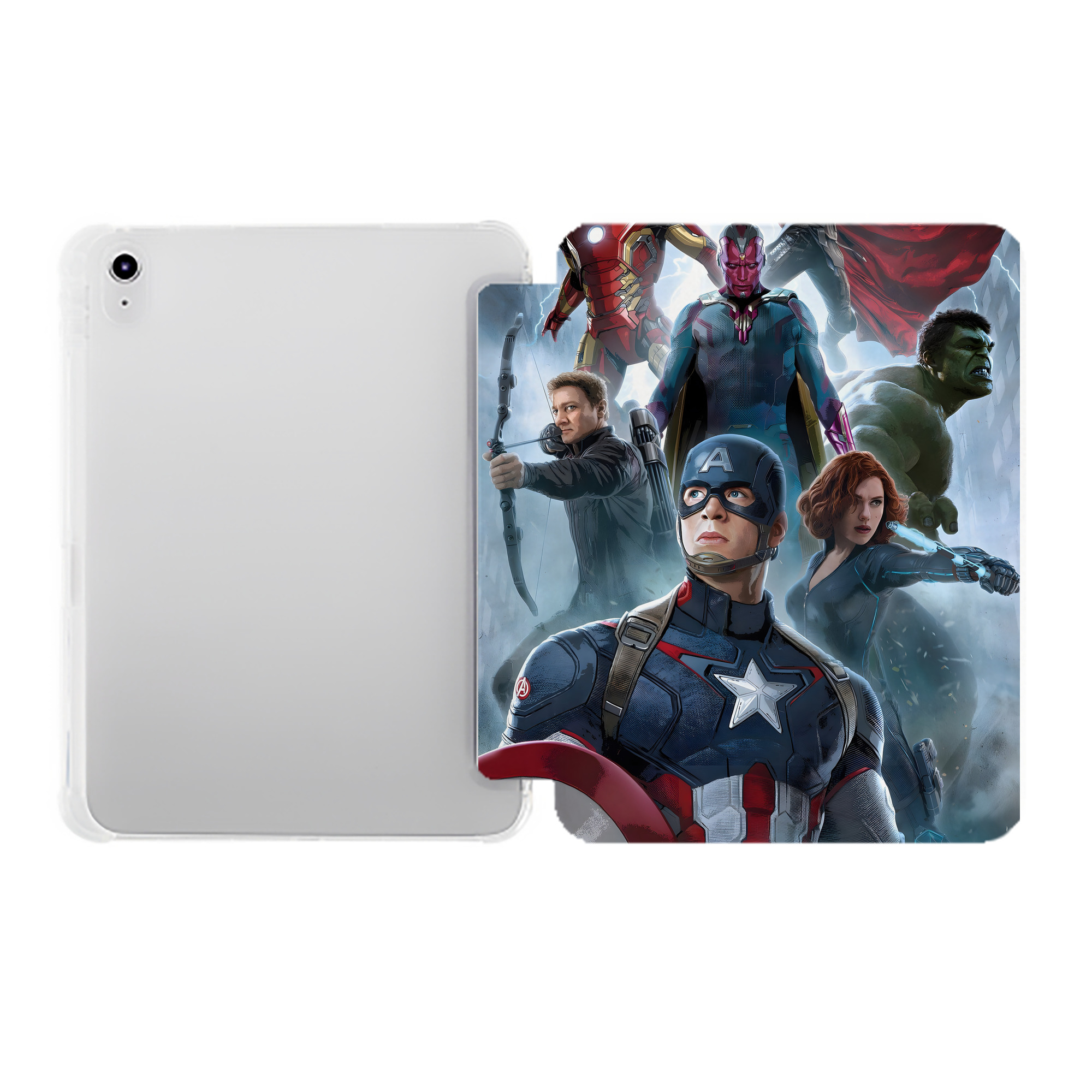 （画像用） アベンジャーズ The Avengers IPad ケース ペン収納付き 三つ折りスタンド PUレザー×シリコン 対応機種9.5/10.5/10.9インチ